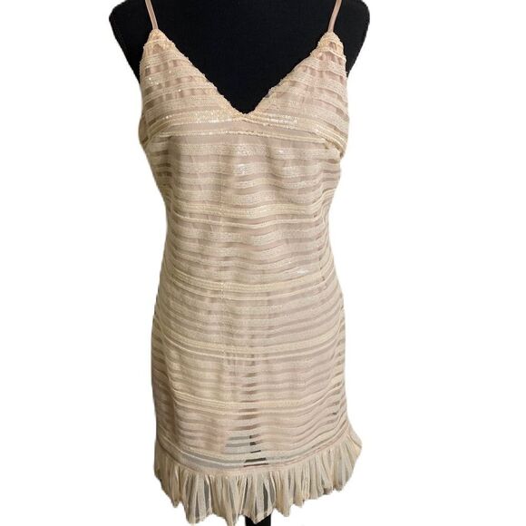 #162 THE JETSET DIARIES Nude Sequined Slip Dress - Picture 1 of 10